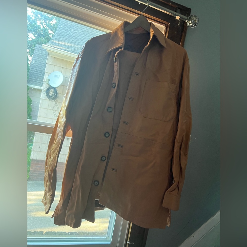 Emilia Franco men’s leather suit jacket pants and belt size xxl